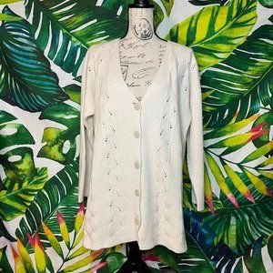 EUC Kasha de Rodier Medium 80s 90s Vintage Cream Loose Fit Shell Button Cardigan